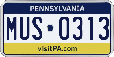 PA license plate MUS0313