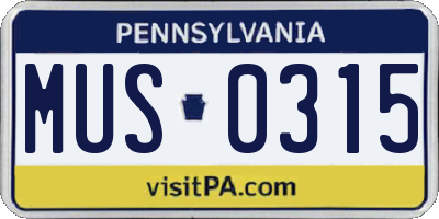 PA license plate MUS0315