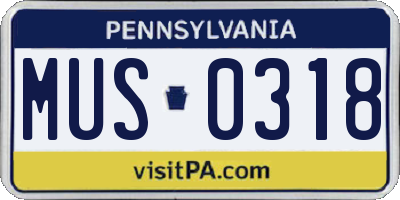 PA license plate MUS0318