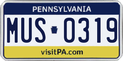 PA license plate MUS0319