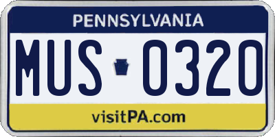 PA license plate MUS0320