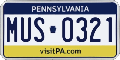 PA license plate MUS0321