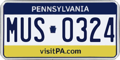 PA license plate MUS0324
