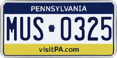 PA license plate MUS0325