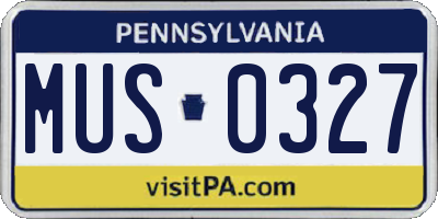 PA license plate MUS0327