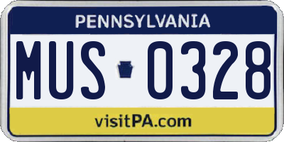 PA license plate MUS0328