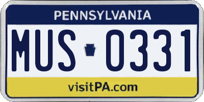 PA license plate MUS0331