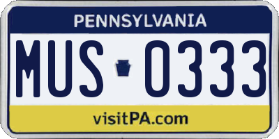 PA license plate MUS0333