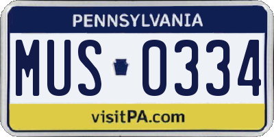 PA license plate MUS0334