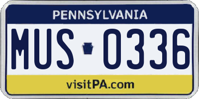 PA license plate MUS0336