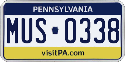 PA license plate MUS0338