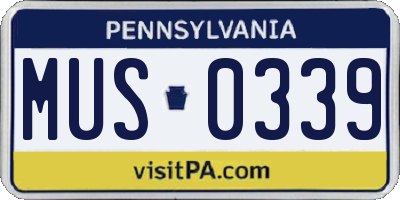 PA license plate MUS0339
