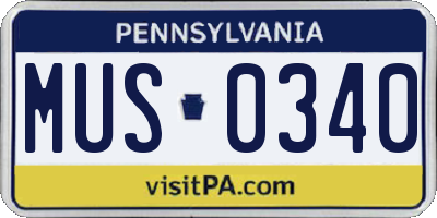 PA license plate MUS0340
