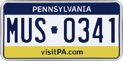 PA license plate MUS0341