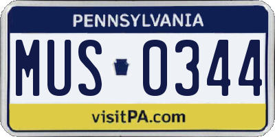 PA license plate MUS0344