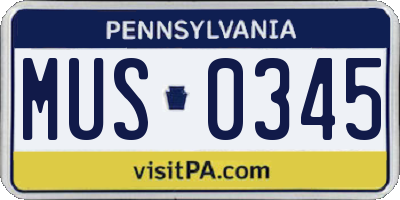 PA license plate MUS0345
