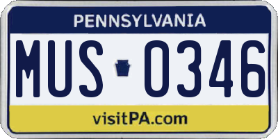 PA license plate MUS0346