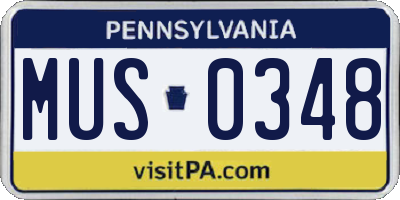 PA license plate MUS0348