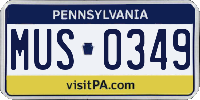 PA license plate MUS0349