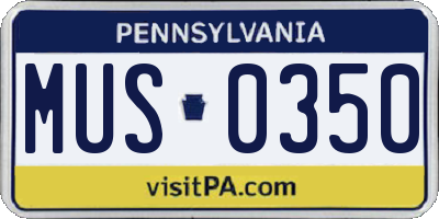 PA license plate MUS0350