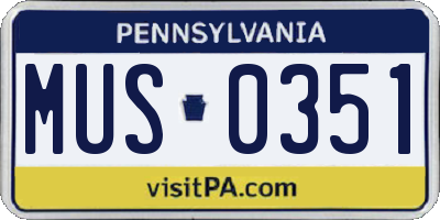 PA license plate MUS0351