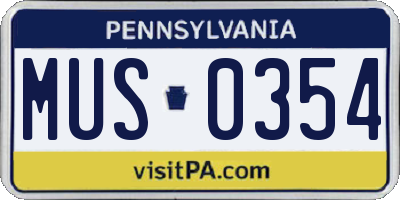 PA license plate MUS0354