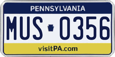PA license plate MUS0356