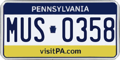 PA license plate MUS0358