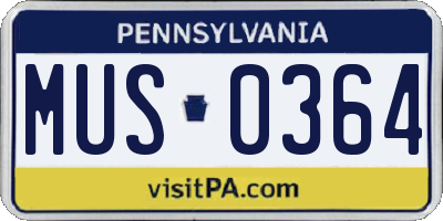 PA license plate MUS0364