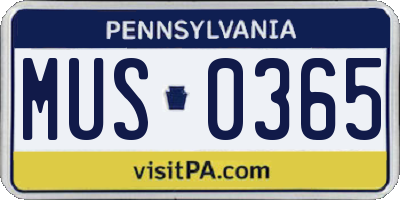 PA license plate MUS0365