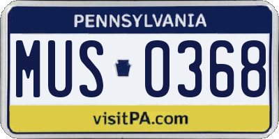PA license plate MUS0368