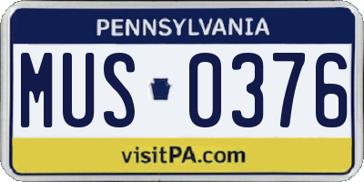 PA license plate MUS0376