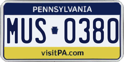 PA license plate MUS0380