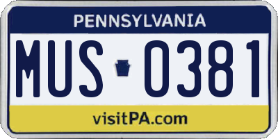 PA license plate MUS0381