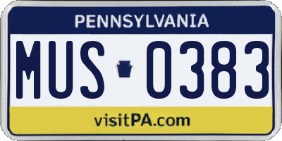 PA license plate MUS0383