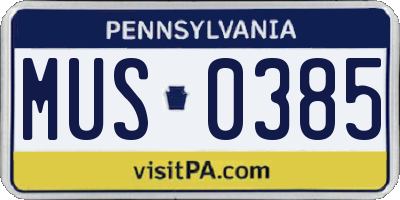 PA license plate MUS0385