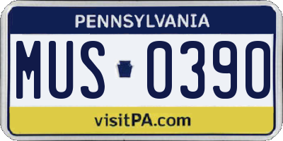 PA license plate MUS0390