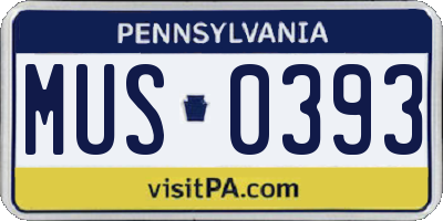PA license plate MUS0393