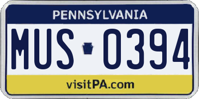 PA license plate MUS0394