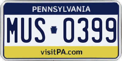 PA license plate MUS0399