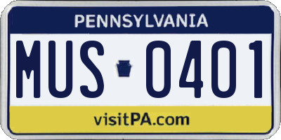 PA license plate MUS0401