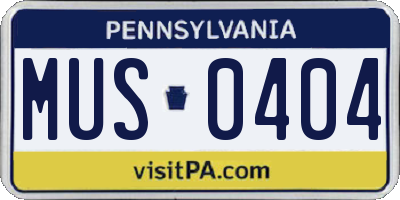 PA license plate MUS0404