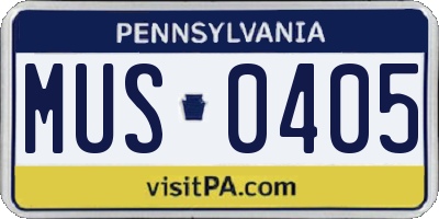PA license plate MUS0405