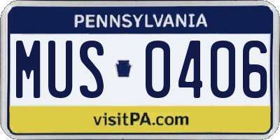 PA license plate MUS0406