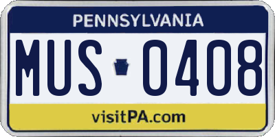 PA license plate MUS0408