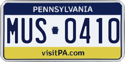 PA license plate MUS0410