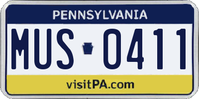PA license plate MUS0411