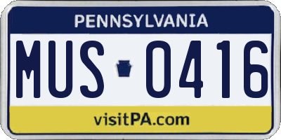 PA license plate MUS0416