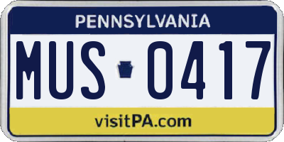 PA license plate MUS0417