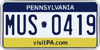 PA license plate MUS0419